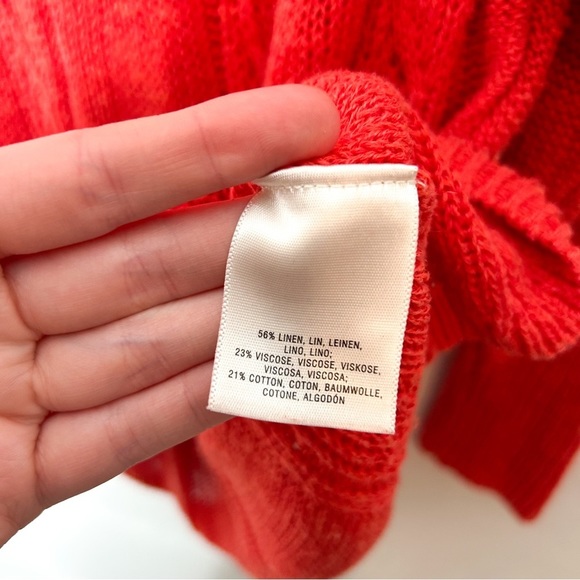 Anthropologie Rosie‎ Neim Salmon Red Knit Sweater Tunic Medium M - Picture 4 of 10